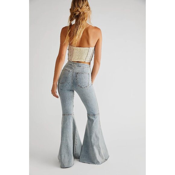 We The Free Just Float On Flare Jeans in Sea Mist - Picture 4 of 15